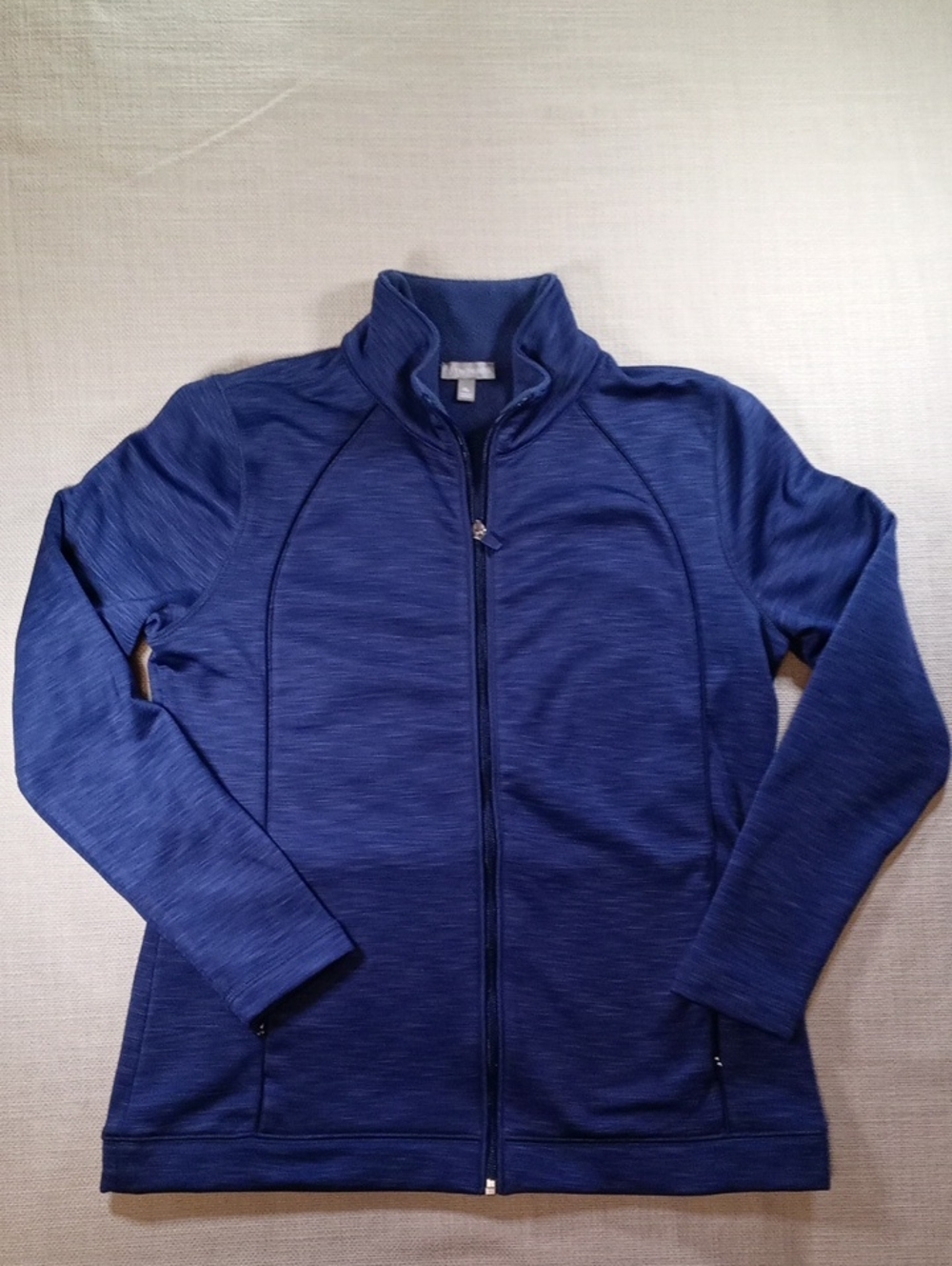 Talbots Heathered Navy Full-Zip Bomber Jacket